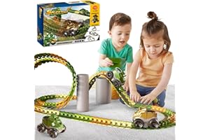 BESTYMXY Dinosaurs Race Track Toys, Dinosaurs Roller Coaster, Dinosaur Racing Car Flexible Track Playset, Best Gift for 3 4 5 6 Year & Up Old Boy & Girls (46PCS)