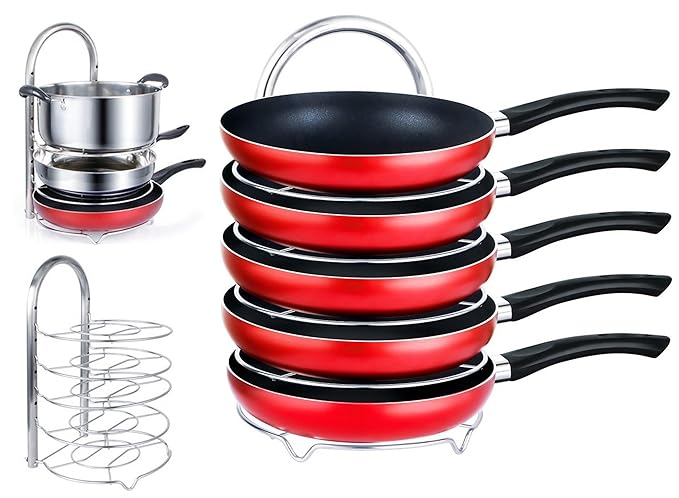 EVER RICH ® - Organizador de ollas con altura ajustable, 5 estantes