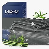 MR&HM Queen Fitted Sheet Only, Ultra-Soft Rayon Derived from Bamboo & Polyester Blend, Silky & Breathable, 15" Deep Pocket with Elastic Straps, Cooling Fitted Sheet for Hot Sleepers, Dark Grey