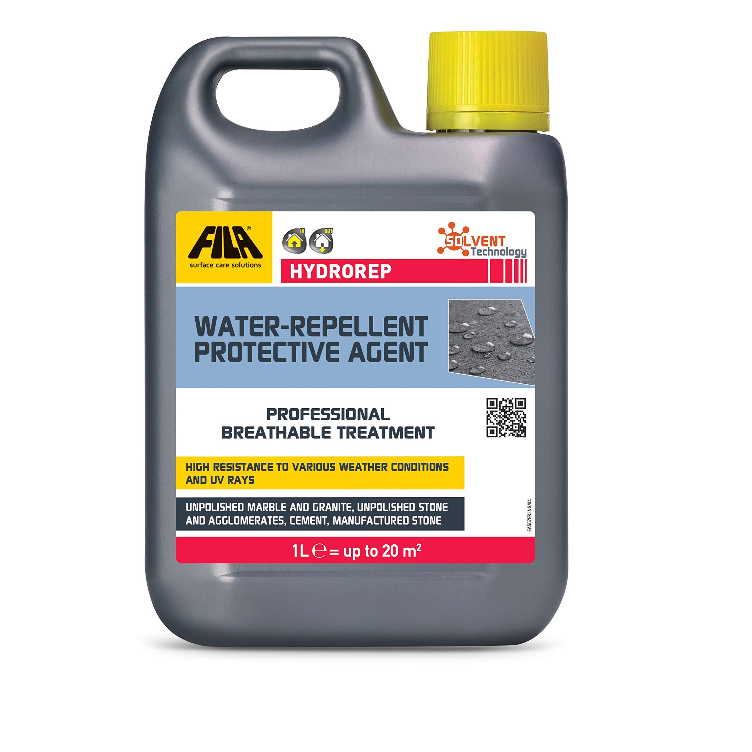 Fila Hydrorep, Water-repellent Waterproofing agent for Stone and Concrete, Protects external floors, walls and surfaces from water and humidity, Ideal for exposed walls and concrete., HYDROREP