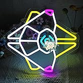 Gaming Ghost Shell Neon Sign for Wall Decor, Game Room, Bedroom, Man Cave, USB Powered, Dimmable, Pink, Yellow, Ice Blue, 13.7"x12.6"