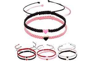 BY ISLA JEWELRY Set of 2 Colorful Heart Beaded Matching Bracelets for Couples and Friendships | Adjustable Couple Bracelets set | Friendships Bracelets set | Couples Gift for Anniversary | Best Friend Bracelets | Gift for Boyfriend Girlfriend | Valentines Gifts | Long Distance Bracelets for Partners