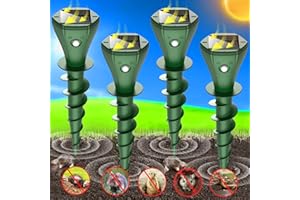 COMIGAL Mole Repellent for Lawns, Mole Killer Solar Powered, Snake Away Repellent for Outdoors,Ultrasonic Gopher Vole Repellent Killer Screw Keep Skunk Chipmunk Armadillo Groundhogs Out Your Yard, 4 Pack