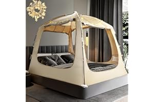 RIYDH Bed Tent Bed Canopy Breathable 100% for Adult and Kids Light Reduction Sleeping Dream Tents Indoor Portable Big Space with String Light 4 Doors Twin Full Queen King Size