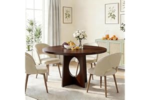 Garvee 47'' Round Dining Table for 4 to 6 People, Pedestal Base Kitchen Table, Space-Saving Dinner Furniture for Living Room,