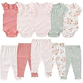 falianni Baby Boy Girl 10 Piece Combined Type Clothing Set Cotton Baby Bodysuits and Pants Set Home Outdoor Infant Clothes
