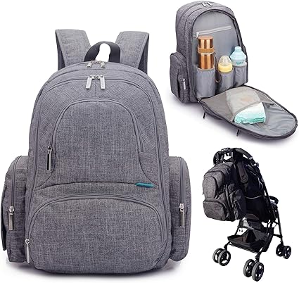 Amazon Co Jp マザーズリュック ママバッグ パパバッグ 大容量 多機能 ベビーカー取付ベルト付 パパも使える Pc収納 おむつ替えシート 保冷保温ボトルケース付 防水ポケット 出産 入院 大容量 軽量 出産祝い ユニセックスデザイン グレー ベビー マタニティ