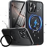 Oterkin Magnetic Waterproof for iPhone 16 Pro Max Case with [Built-in Screen Protector][Invisible Stand][Fit for MagSafe][360º Full Body Sealed] Rugged IP68 Underwater Case for iPhone 16 Pro Max-Black