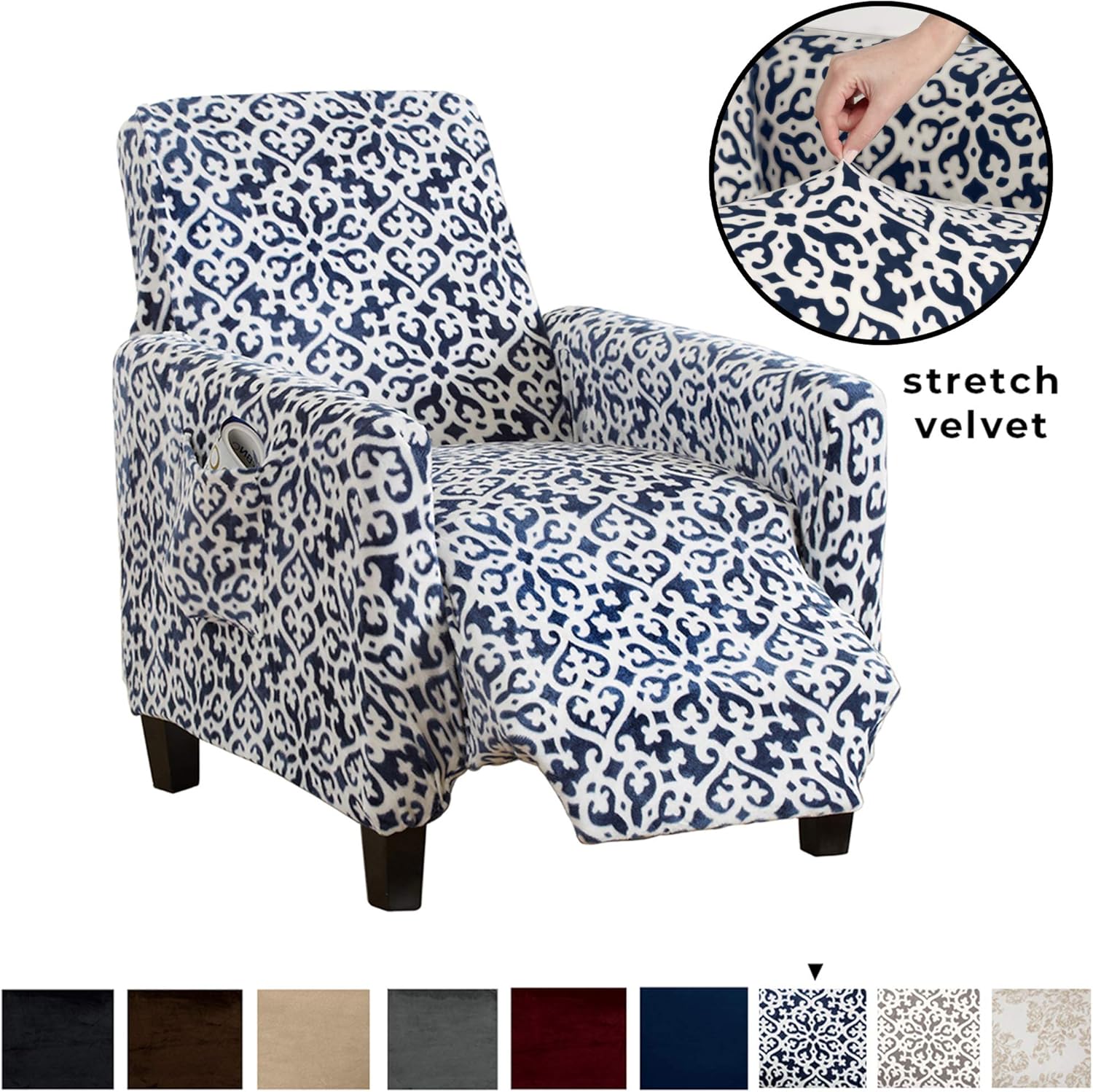 Great Bay Home Velvet Plush Stretch Recliner Slipcover