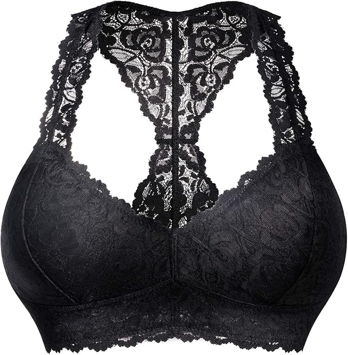 Rolewpy Women's Sexy Lace Bra Removable Padded Racerback ...