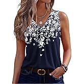 Zeagoo Womens Tank Tops Summer Sleeveless Loose Fit Tops V Neck Pleated Shirts Basic Tees Dressy Casual Trendy Clothes