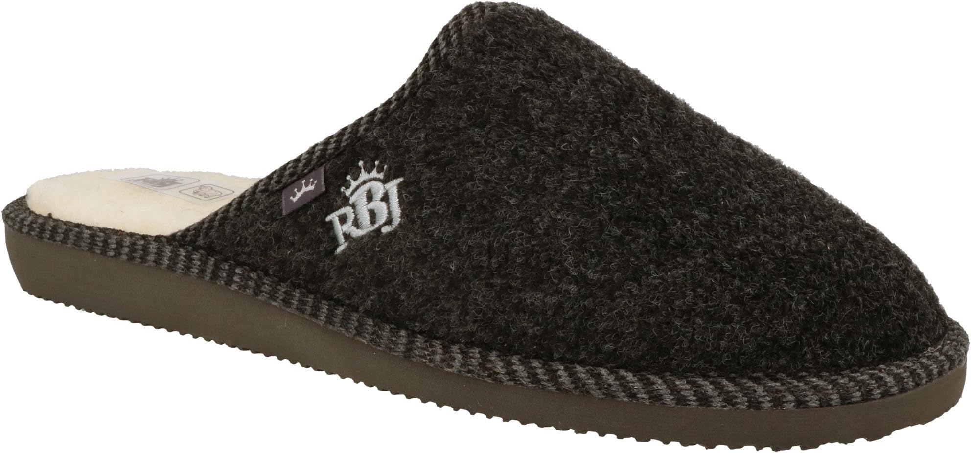 RBJ leather shoes Men’s Wool Felt Slippers with Wool Lining and Rubber Sole