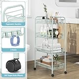 4-Tier Rolling Cart On Wheels Green Easy Assembly view 3