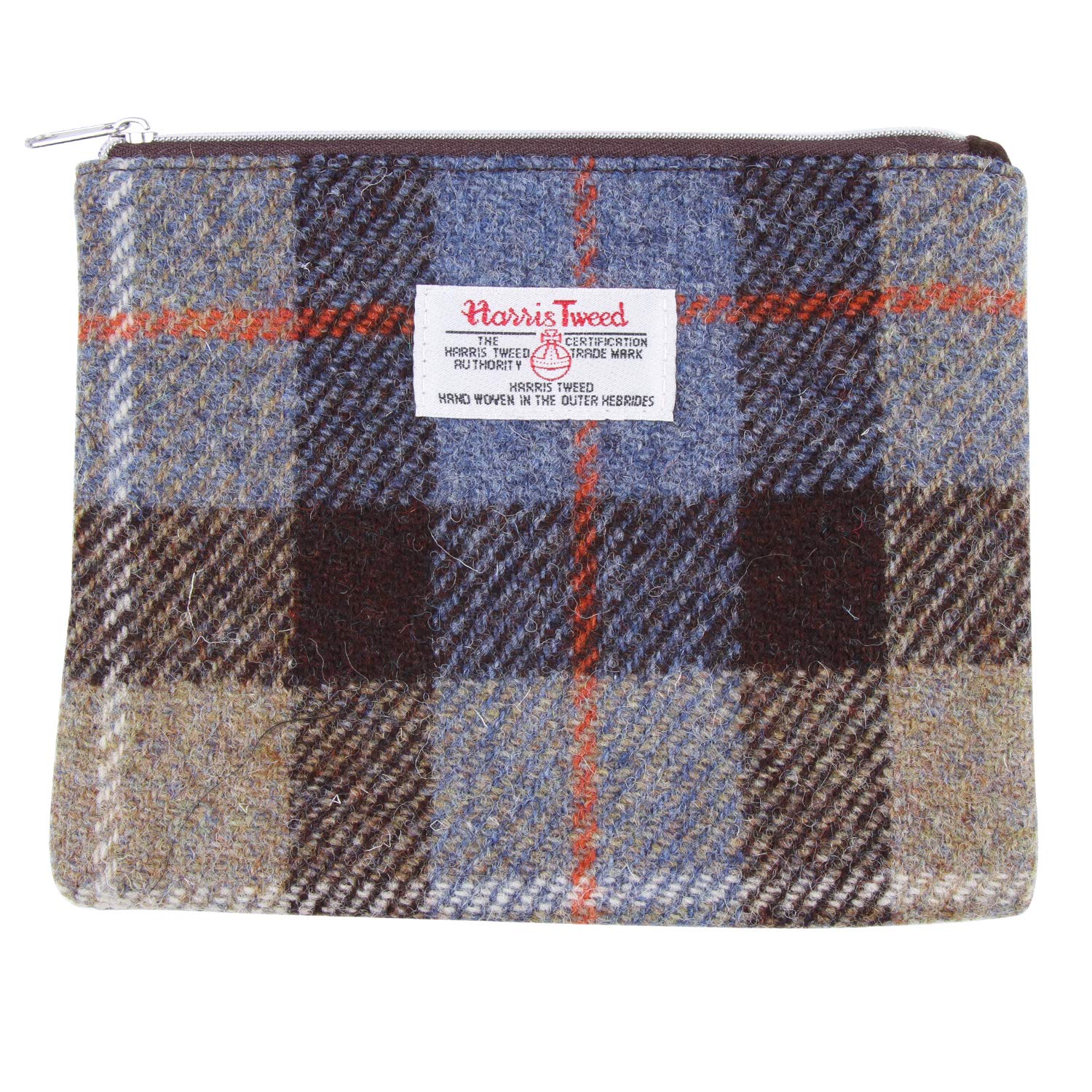 Harris Tweed Plaid Tartan Zipped Purse Cosmetic Toiletry Makeup Pouches Bag (Blue Tartan)