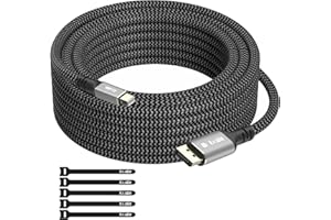 4K Mini DisplayPort to Mini DisplayPort Cable 25FT, [4K@60Hz, Gold-Plated Plugs, Nylon Braided], Mini DP to Mini DP Cable, Th