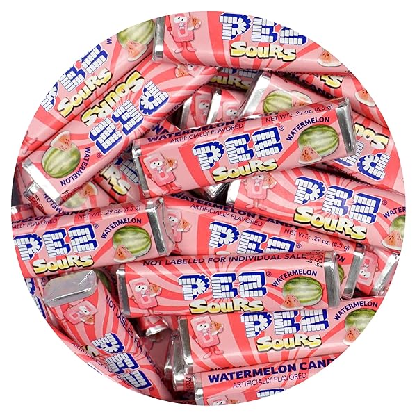 PEZ CANDY REFILLS, SOUR WATERMELON FLAVOR, 4 POUND BULK BAG (APPROX. 160 PIECES), PEZ CANDY WRAPPED