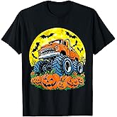 Monster Truck Halloween Jack O Lantern Moon Pumpkin Toddler T-Shirt