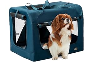 CANINE CANYON 28 Inch Collapsible Soft Large Dog Crate, 3 Door Portable Dog Crates for Large Dogs, Soft Sided Dog Kennel with Chew Proof Mesh Windows, Dog House Indoor & Outdoor, Travel Dog Crate