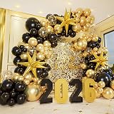 Conleke 161Pcs Black Gold Balloon Arch Kit with Explosion Star Foil Balloons view 7