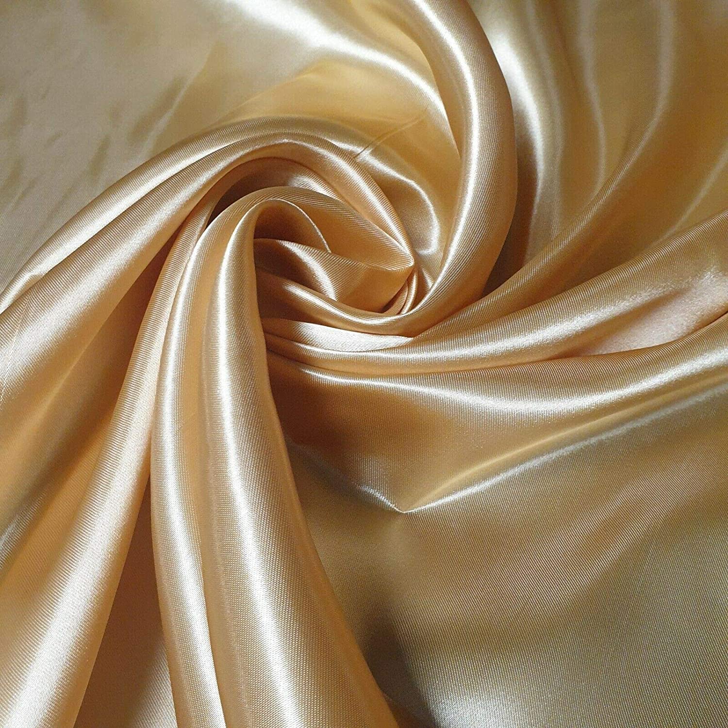 EP 100% Polyester/Poly Silk Silky Satin Fabric, Dressmaking, Wedding, Prom - Dress Craft Fabric Material 58" - 150 cm Wide Sold in Pre - Cut Lengths (8 Meter, Old Gold)