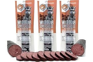 PEARSON RANCH SINCE 1959 PEARSON RANCH Wild Boar Summer Sausage, Exotic Meat, Gluten-Free, MSG-Free, No Added Nitrites, Wild Game Sausage - Pack of 3, 7 Ounces Each
