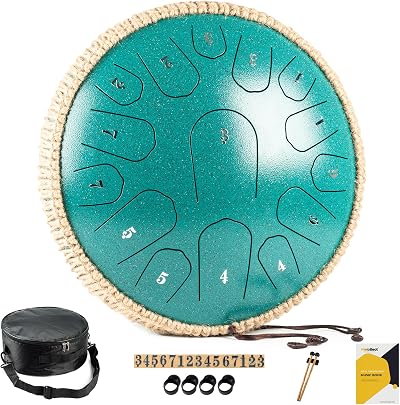 MeloBeat 13 Inch 15 Note D Major Steel Tongue Drum Malachite Green