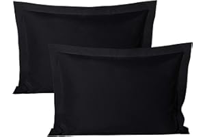 BEDSUM 100% Brushed Microfiber Standard Pillow Shams Set of 2, Super Soft and Cozy, Wrinkle, Fade, Stain Resistant 20x26 Oxford Pillowcases, 20x26 Inches, Black