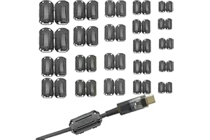 ROPTO 22Pcs Clip-on Ferrite Ring Core Choke Ferrite Beads Clip Cable Clip for RFI EMI Noise Suppressor Anti-Interference Signal Filter 3.5mm/ 5mm/ 7mm/ 9mm/ 13mm Diameter Video Cable Power HDMI USB Cord
