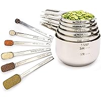 Simply Gourmet Measuring Cups and Spoons Set of 12 Stainless Steel for Cooking & Baking