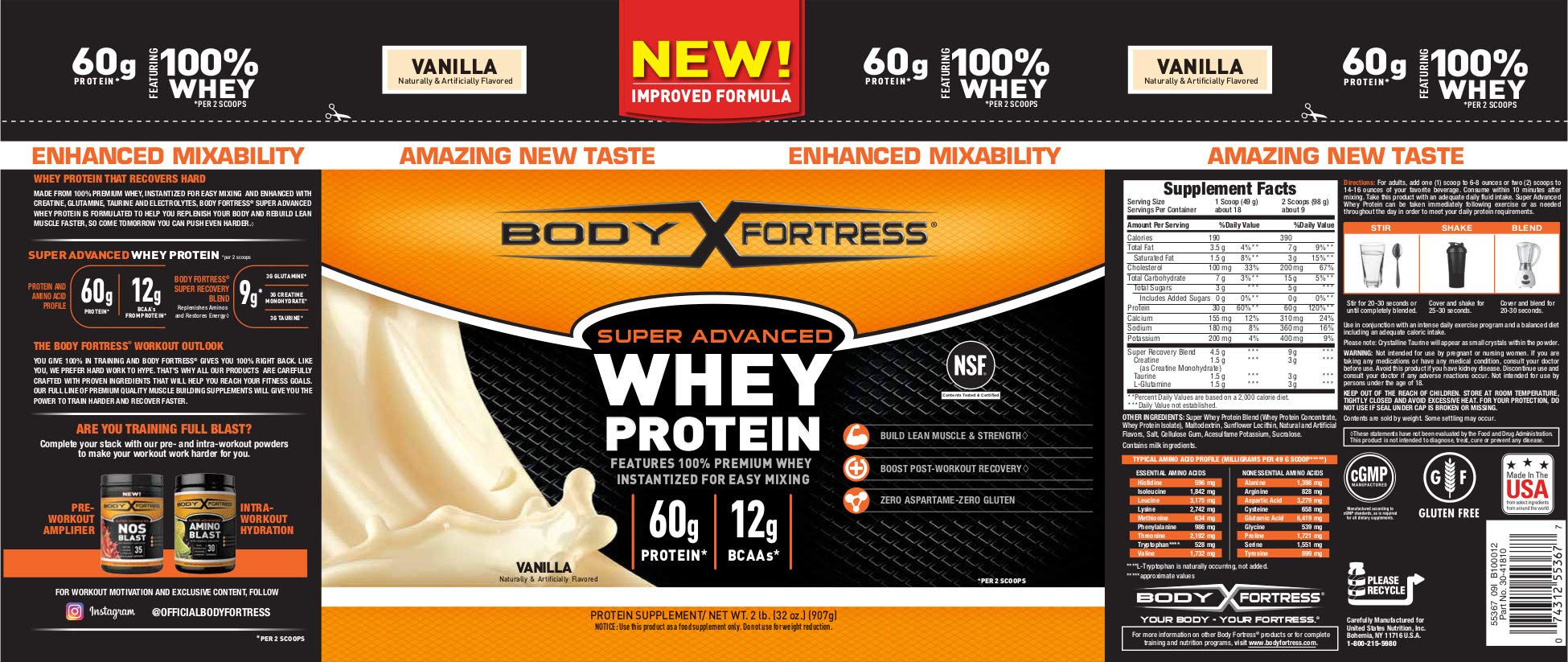 Body Fortress Super Advanced Whey Protein Powder, Gluten Free, Vanilla