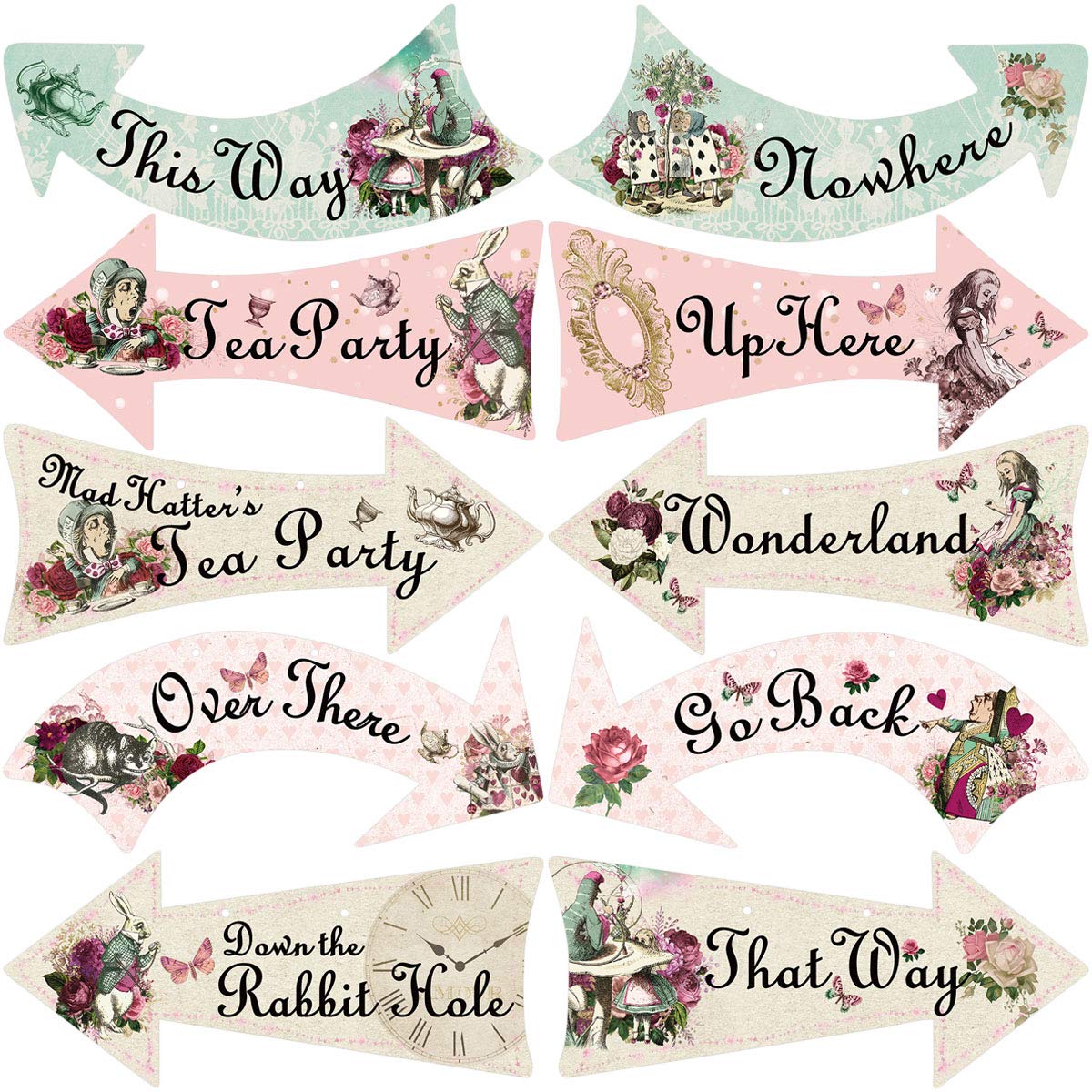 Truly Alice Arrow Hanging Signs Cutouts For Tea Party Decoration