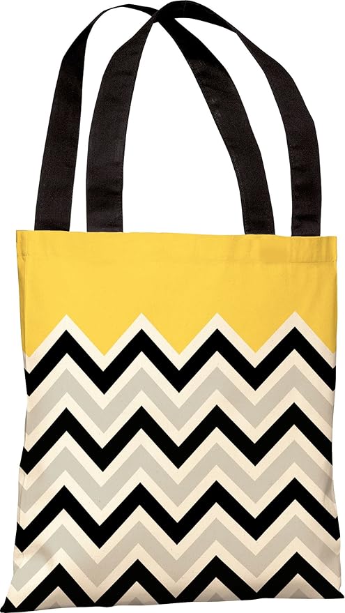One Bella Casa Chevron sólido Bolso por OBC, Amarillo/Negro/Blanco, 45
