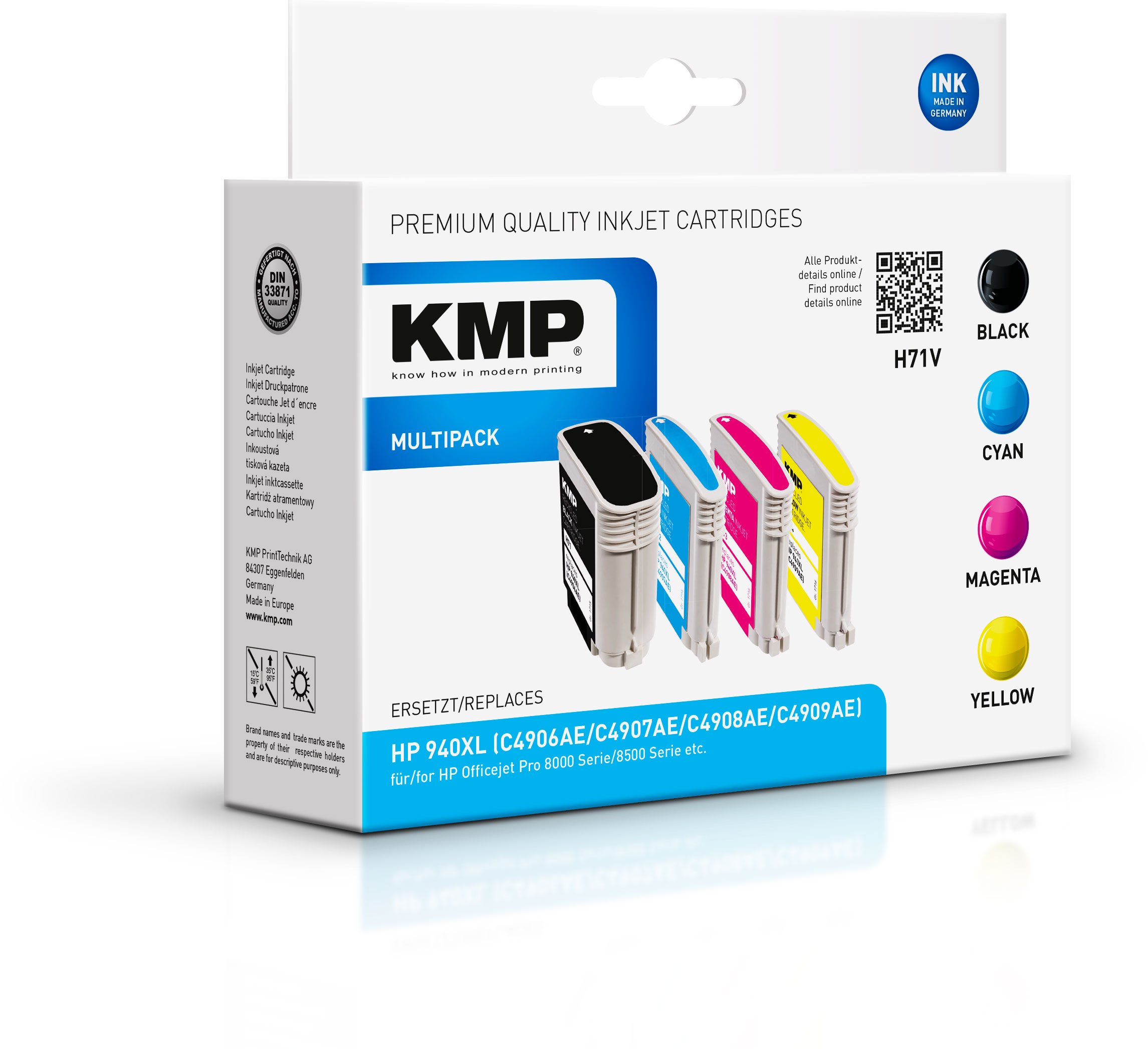 KMP 1715.4005 C4906AE+C4907AE+C4908AE+C4909AE 4 PACK Inkjet Cartridge
