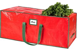 FUCDTEFC 9 Ft Christmas Tree Storage Bag, Large Heavy Duty Artificial Tree Bag with Reinforced Handles and Dual Zippers, Extra Large Waterproof Durable Storage Container for Xmas Trees (Red)
