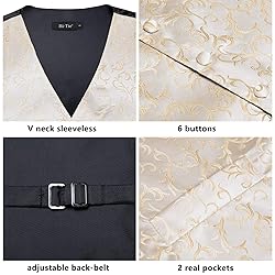 Hi-Tie Mens Suit Vest Bowtie Set Ties for Men V