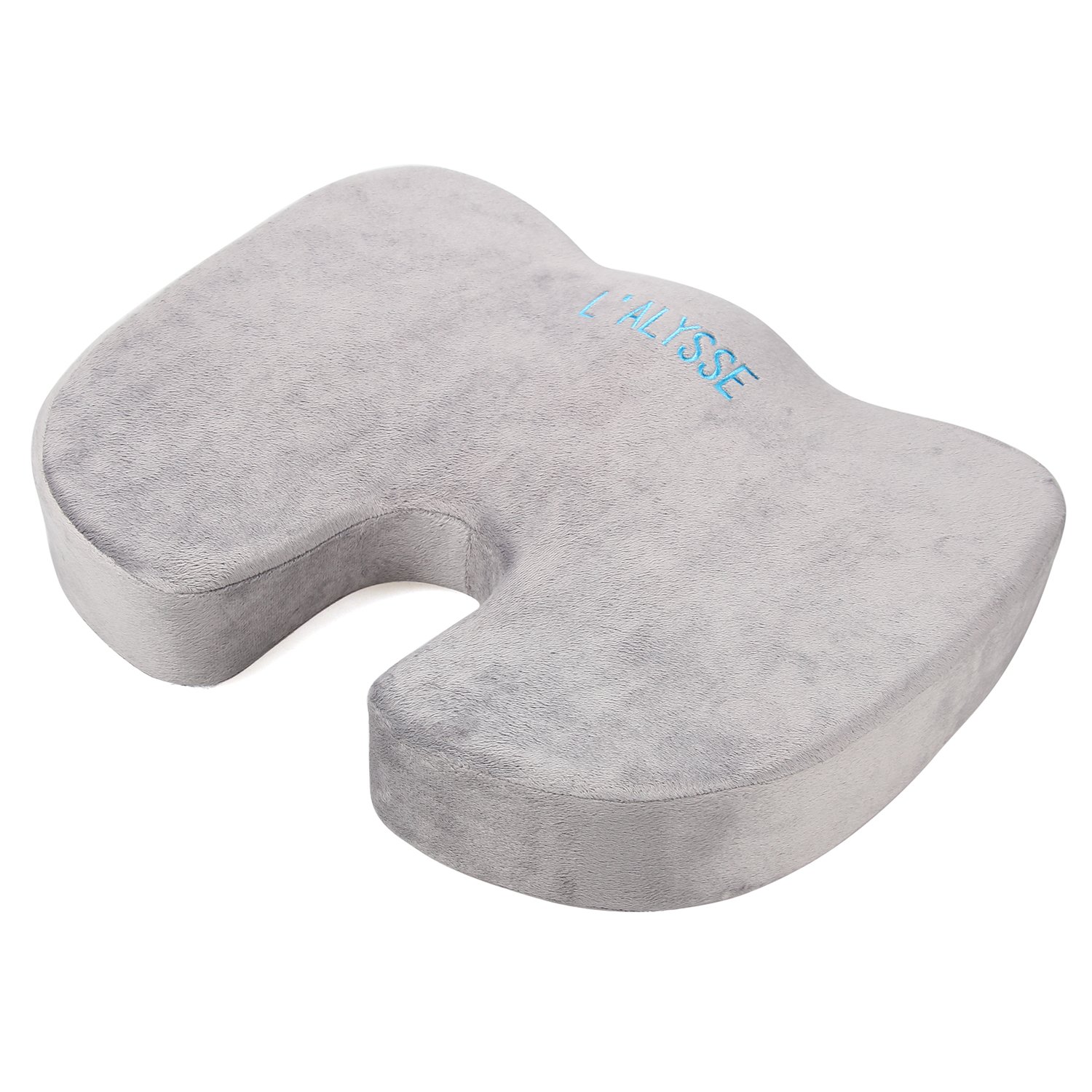 L\'ALYSSE Coccyx and Sciatica Orthopedic Comfort Memory Foam Seat Cushion for Office Chair, Truck Drivers,planes and Cars (grey)