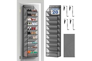 Cotohim 10 - Pocket Over - the - Door Hanging Shoe Organizers & Rack, Made of Sturdy 600D Oxford + Non - Woven Fabric, Space - Saving Storage for Shoes, Boots & More (Gray)