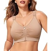 CYDREAM Zip Front Bra for Women Wireless Full Coverage Comfort Everyday Post Surgery Compression Bras Adjustable Straps