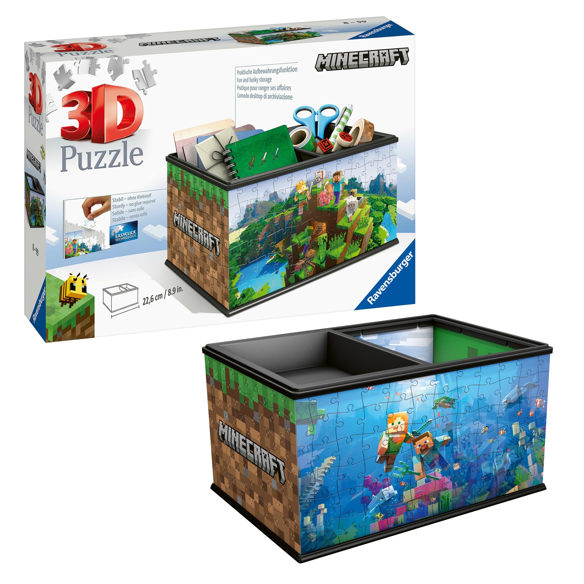 Ravensburger Minecraft Storage Box, 216 piece 3D Jigsaw Puzzle for Adults and Kids Age 8 Years Up - 216 Pieces - No Glue Required