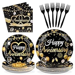 96 Pcs Happy Anniversary Decorations Disposable