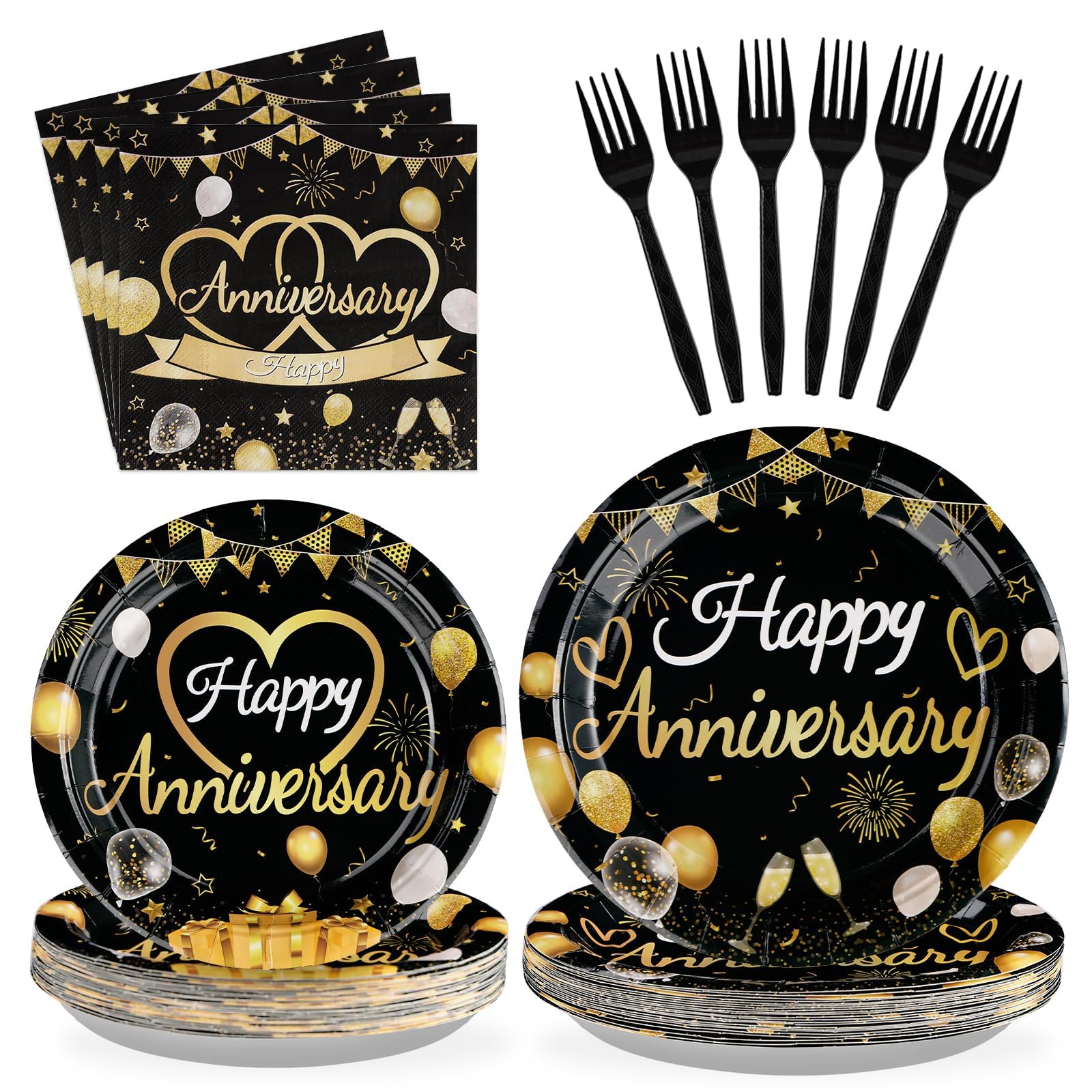 96 Pcs Happy Anniversary Decorations Disposable