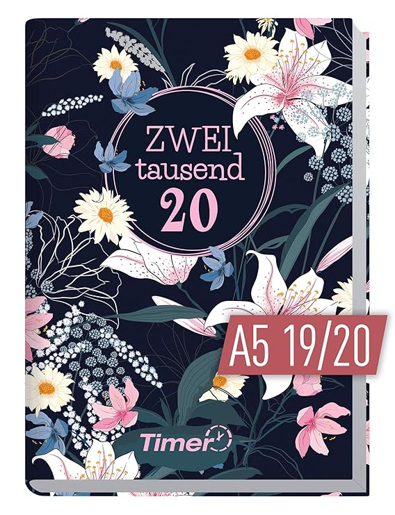 Chäff-Timer Classic A5 Kalender 2019/2020 [Dark Flower] Terminplaner 18 Monate: Juli 2019 bis Dez. 2020 | Wochenkalender, Org