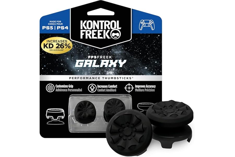 KontrolFreek FPS Freek Galaxy Black for PlayStation 4 (PS4) and PlayStation 5 (PS5) | Performance Thumbsticks | 1 High-Rise, 1 Mid-Rise | Black (Limited Edition)