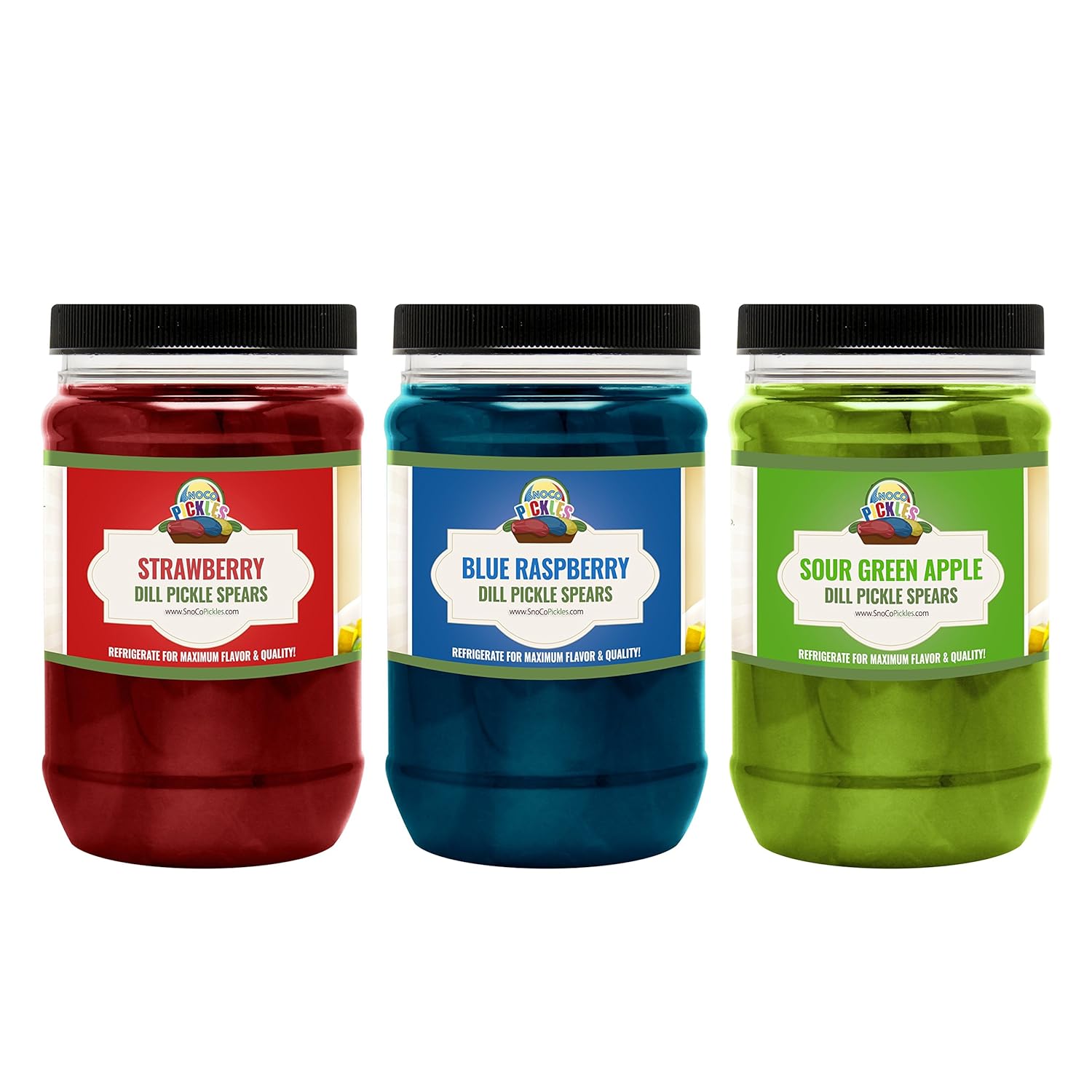 Snow Cone Flavored Pickle Spears Three 17oz Jars