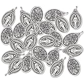 Bulk Pack of 100 - Miraculous Medal Pendant for Necklace -1" Oval Silver Oxidized Miraculous Medals Catholic, Medals for Jewelry Catholic, Made in Italy