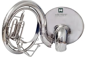 Indian Musical Instrument Chrome Finish 24" King Size Sousaphone Brass BB Big Bell Tuba With Mouth Piece and Carry Bag (Silve