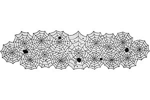 DII Black Lace Overlay Tabletop Collection Gothic Halloween Decor, Table Runner, 18x72, Spider Web