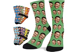 Loosusu Custom Socks with Photo,Personalized Face Socks with Pictures,Novelty Unisex Funny Crew Sock Gifts for Men Women