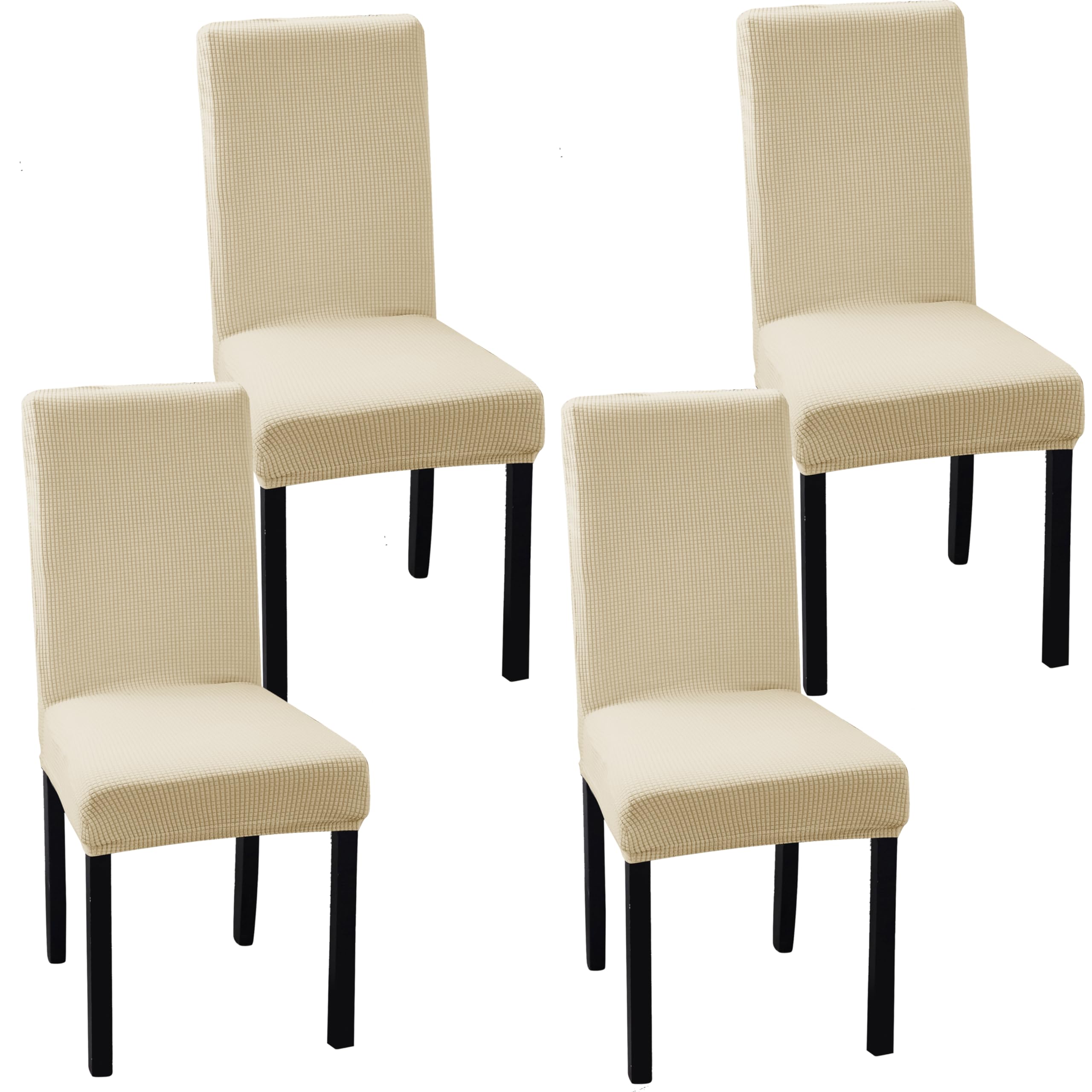 Ocves Chair Covers for Dining Room Set of 4 or 6, Stretch Dining Chair Slipcover Covers, Removable Washable Chair Covers, Chair Protector for Banquet, Kitchen, Party and home (Ivory, Pack of 4)