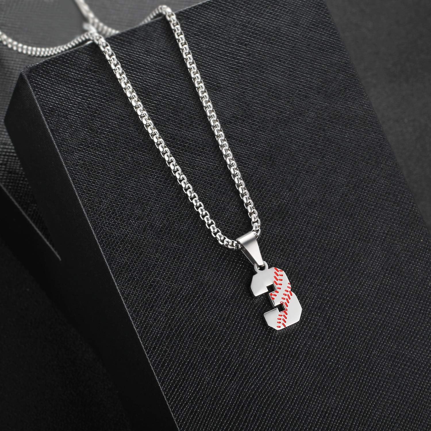TLIWWF Inspiration Baseball Jersey Number Necklace Stainless Steel Charms Number Pendant for Boys Men (3): Jewelry